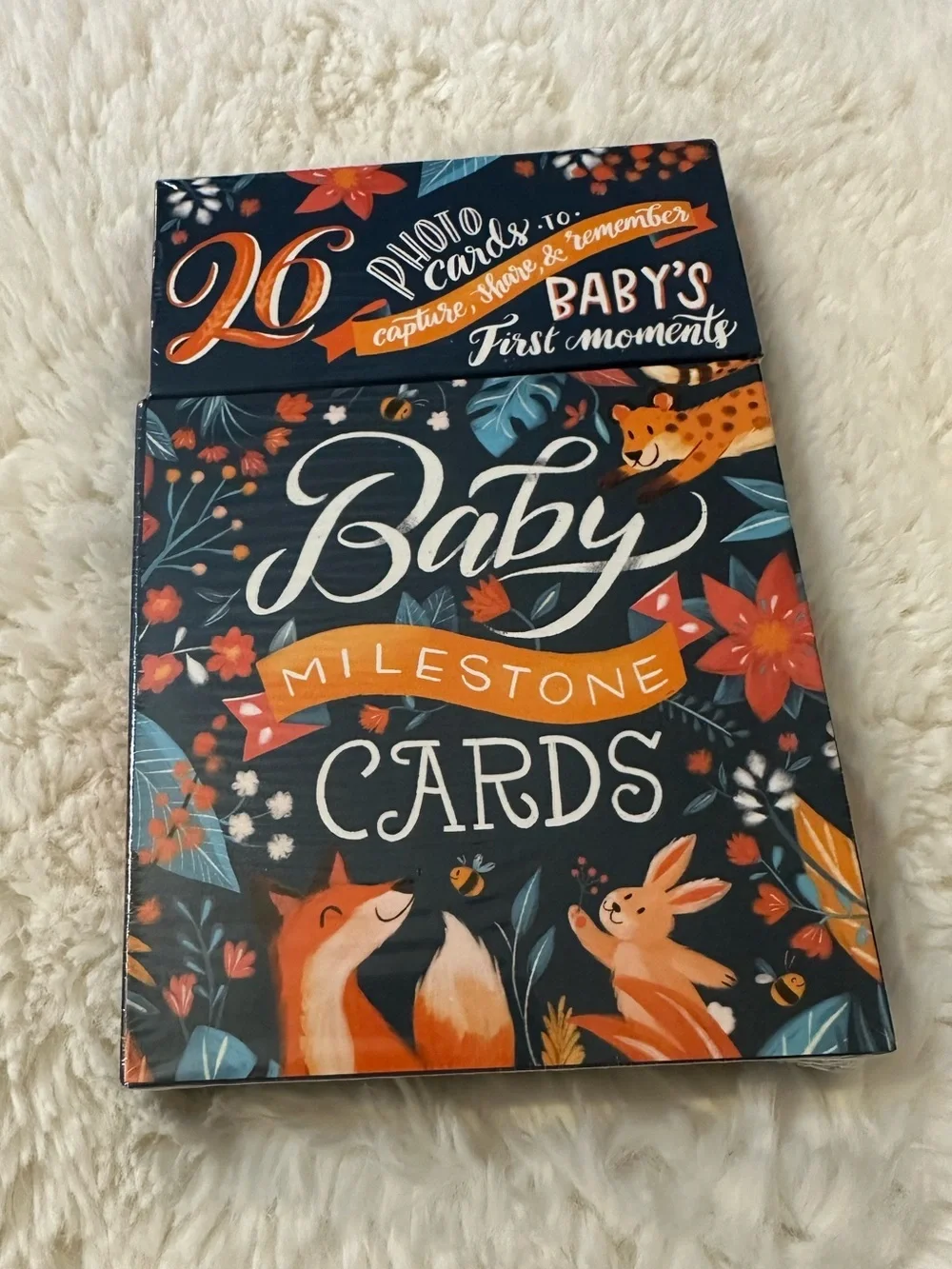 Baby Milestone Cards New Sealed 26 Photo Cards Woodland Animals Silver Dolphin